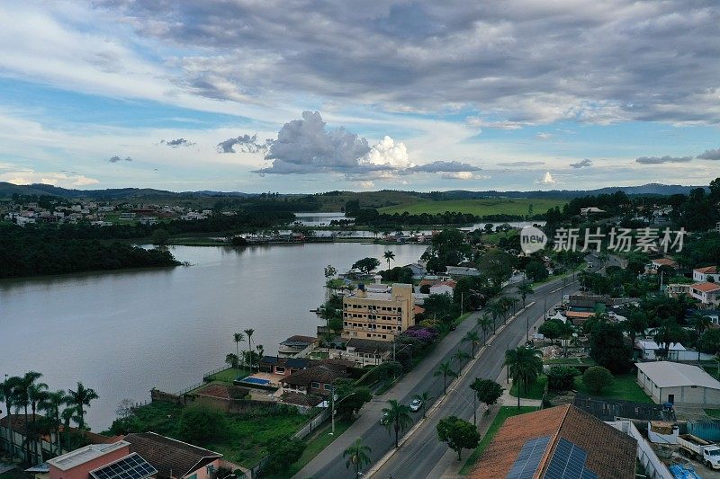 aerial image of the Bortolan dam in Poços de Caldas state of Minas Gerais